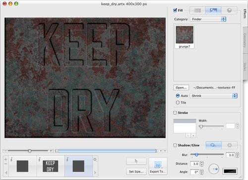 The Art Text app with the finished design.