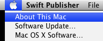Menu to open the About this Mac panel.