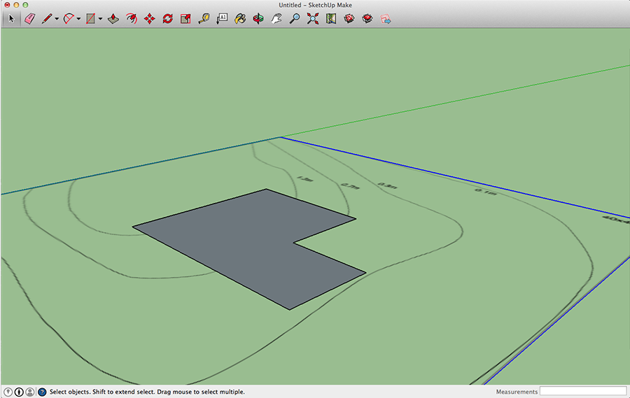 The outline of the house